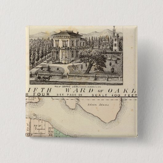 Badge Carré 5 Cm Oakland, environs 4 (Devant)