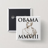 Badge Carré 5 Cm Obama 2008 (Devant & derrière)