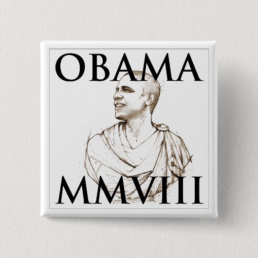 Badge Carré 5 Cm Obama 2008 (Devant)