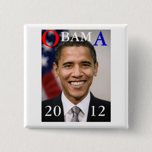 BADGE CARRÉ 5 CM OBAMA 2012 (Devant)