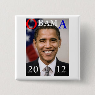 BADGE CARRÉ 5 CM OBAMA 2012