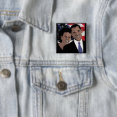 Badge Carré 5 Cm Obama 2012 (En situation)