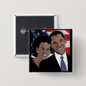 Badge Carré 5 Cm Obama 2012 (Devant & derrière)