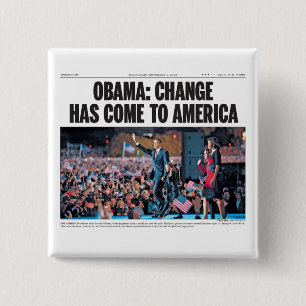 Badge Carré 5 Cm Obama : Changez est venu au bouton de l'Amérique