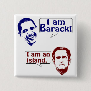 Badge Carré 5 Cm Obama et George W. Bush : la roche et l'île