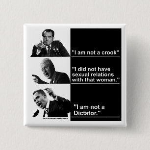 Badge Carré 5 Cm Obama "je ne suis pas un dictateur "