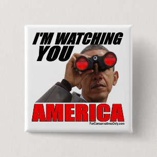 Badge Carré 5 Cm Obama - je vous observe l'Amérique