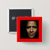 Badge Carré 5 Cm Obama-Noir (Devant & derrière)