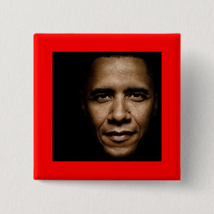 Badge Carré 5 Cm Obama-Noir