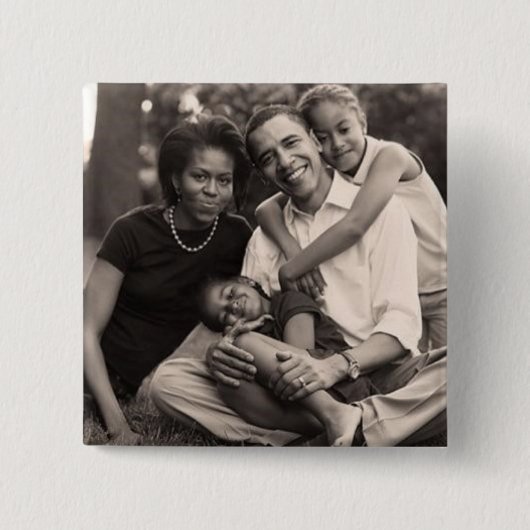 Badge Carré 5 Cm Obama-Première famille (Devant)
