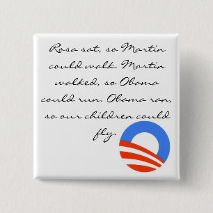Badge Carré 5 Cm obama, Rosa s'est assis, ainsi Martin pourrait