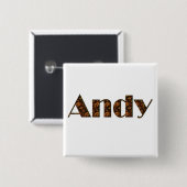 Badge Carré 5 Cm Objet cadeau Andy Name (Devant & derrière)
