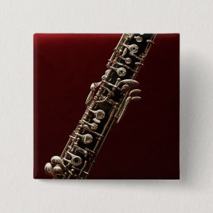 Badge Carré 5 Cm Oboe - instrument de musique à vent de bois à do