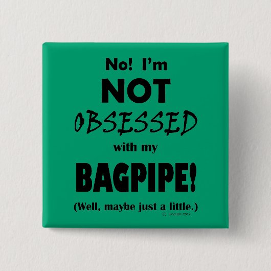 Badge Carré 5 Cm Obsédé Bagpipe (Devant)