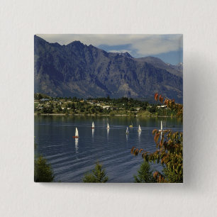 Badge Carré 5 Cm Océanie, Nouvelle-Zélande, île du Sud, Queenstown.