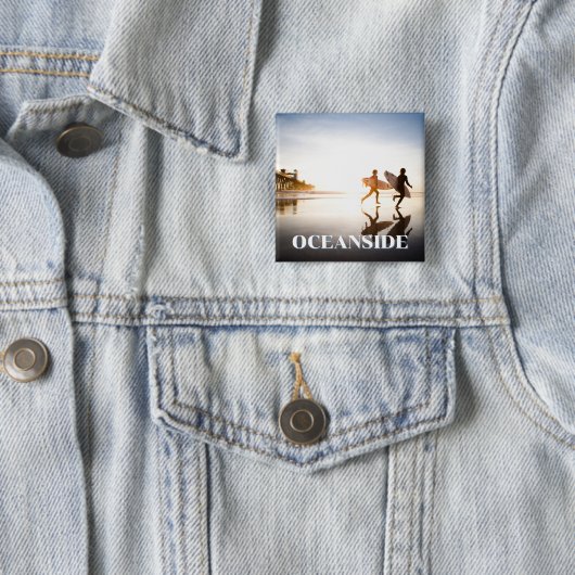 Badge Carré 5 Cm Oceanside Beach (En situation)