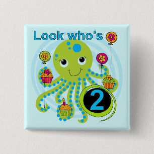 Badge Carré 5 Cm Octopus 2e anniversaire T-shirts et cadeaux