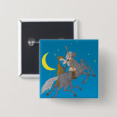 Badge Carré 5 Cm Odin Riding Sleipnir Norse Mythologie Vive Dieu (Devant & derrière)