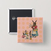 Badge Carré 5 Cm Oeufs de lapin de Pâques (Devant & derrière)