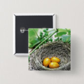 Badge Carré 5 Cm Oeufs de nid d'or (Devant & derrière)