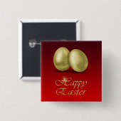 Badge Carré 5 Cm Oeufs de Pâques d'or - Bouton (Devant & derrière)