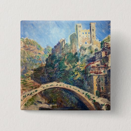 Badge Carré 5 Cm OEuvre d'art Claude Monet - Le Château de Dolceacq (Devant)