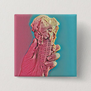 Badge Carré 5 Cm OEuvre d'art sur la crème glacée
