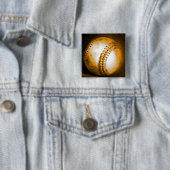 Badge Carré 5 Cm Oeuvre De Baseball (En situation)