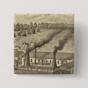 Badge Carré 5 Cm OEuvres de verre de Belmont, Bellaire, Ohio