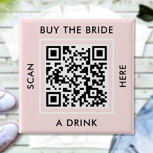 Badge Carré 5 Cm Offrez un verre à la mariée Code QR personnalisé E