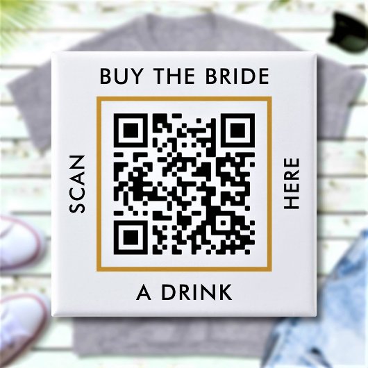 Badge Carré 5 Cm Offrez un verre à la mariée Code QR personnalisé E