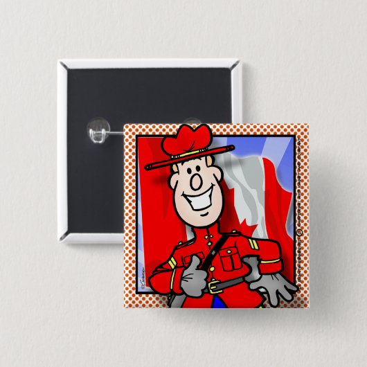 Badge Carré 5 Cm Oh Canada EH ! (Devant & derrière)