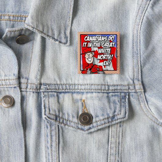 Badge Carré 5 Cm Oh Canada EH ! (En situation)