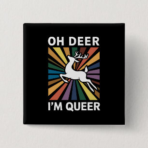 Badge Carré 5 Cm Oh Cerf Je Suis Trans Rainbow LGBT Fierté Gay Lesb