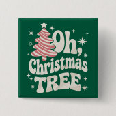 Badge Carré 5 Cm Oh Christmas Tree Light Merry Christmas Xmas (Devant)