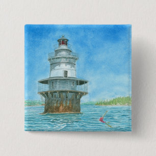 Badge Carré 5 Cm Oie Rocks Aquarelle claire