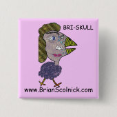 Badge Carré 5 Cm oiseau (Devant)