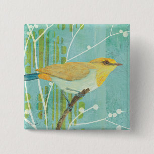 Badge Carré 5 Cm Oiseau chanteur de ciel bleu