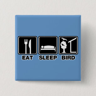 Badge Carré 5 Cm Oiseau de sommeil (aveugle)
