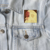 Badge Carré 5 Cm Oiseau jaune (En situation)