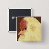 Badge Carré 5 Cm Oiseau jaune (Devant & derrière)