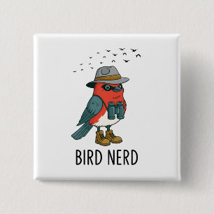 Badge Carré 5 Cm Oiseau Nerd drôle Oiseau observer Oiseau Oiseau Am