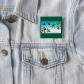 Badge Carré 5 Cm Oiseaux Dans Un Arbre (En situation)