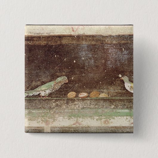 Badge Carré 5 Cm Oiseaux mangeant des écrous (Devant)