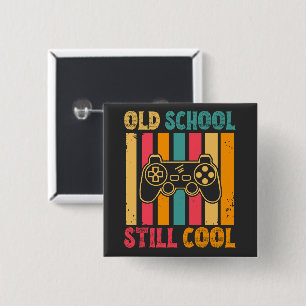Badge Carré 5 Cm Old School Toujours Cool Retro Gamer