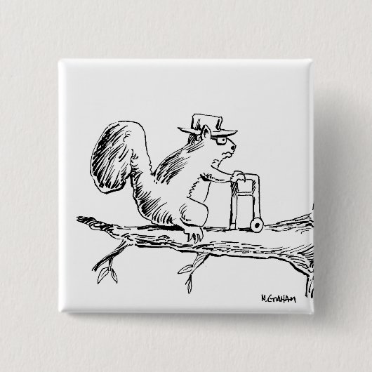 BADGE CARRÉ 5 CM OLDSQUIRREL, GETTING LE LONG (Devant)