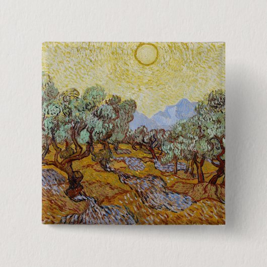 Badge Carré 5 Cm Oliviers de Vincent van Gogh |, 1889 (Devant)