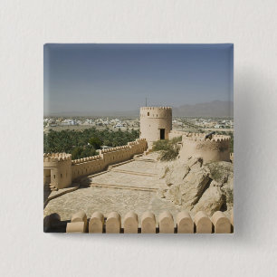 Badge Carré 5 Cm Oman, la plaine de Batinah, Nakhal. Fort Nakhal, à
