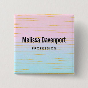 Badge Carré 5 Cm Ombre bleu rose avec Gold Lines Profession