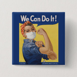 Badge Carré 5 Cm On Peut Le Faire ! Rosie le Riveter 2020